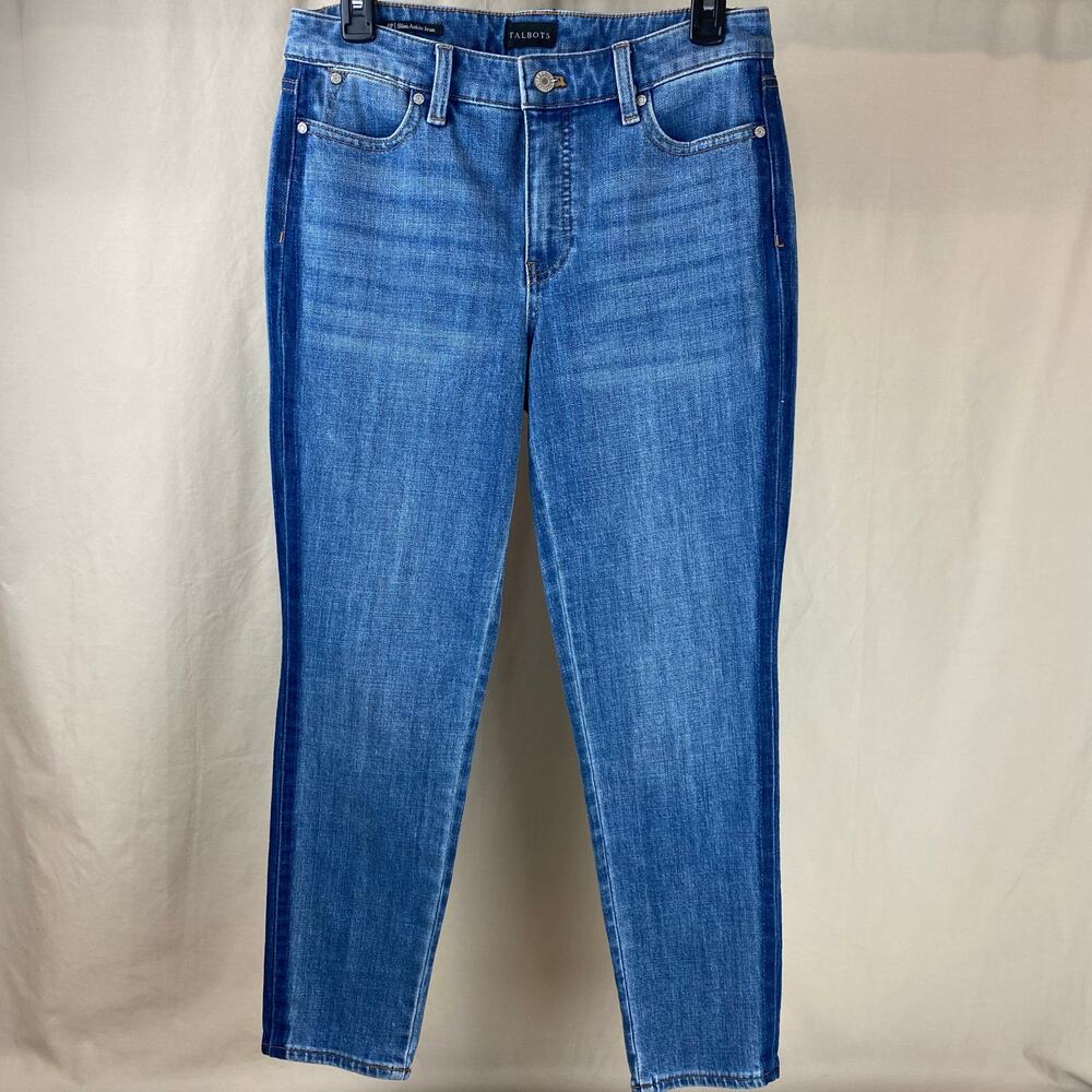 Talbots Women's Slim Ankle Panama Wash Denim Jeans sz 6P Petite with Stripe